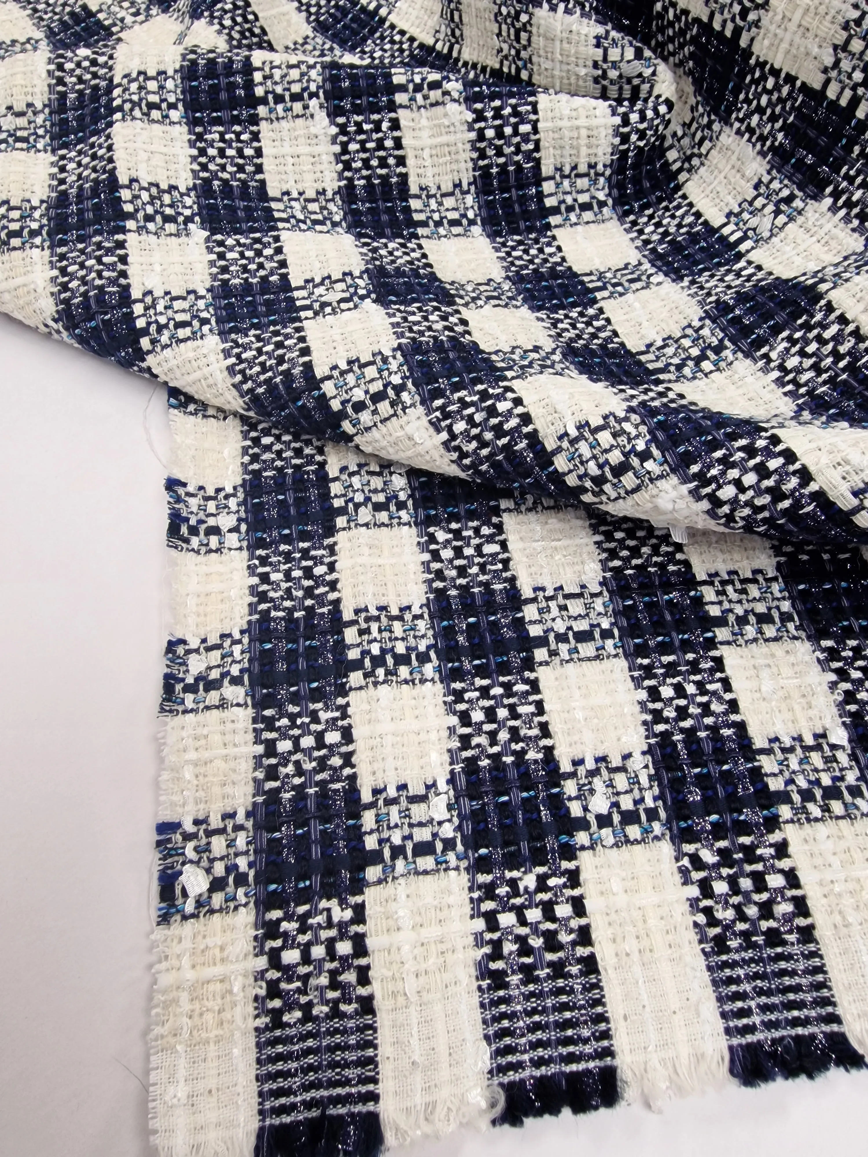 Blue Waters On White - Cotton Viscose