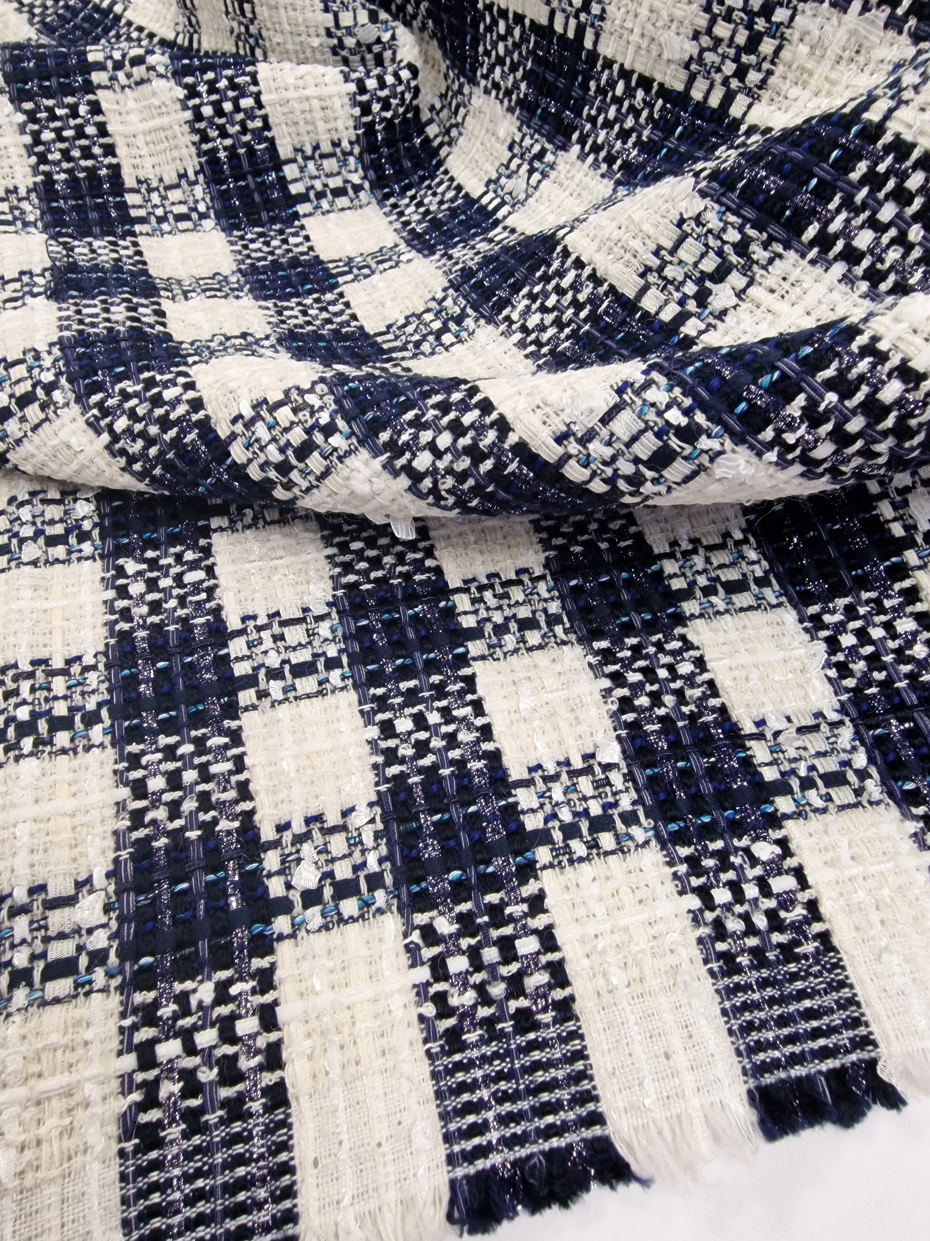 Blue Waters On White - Cotton Viscose