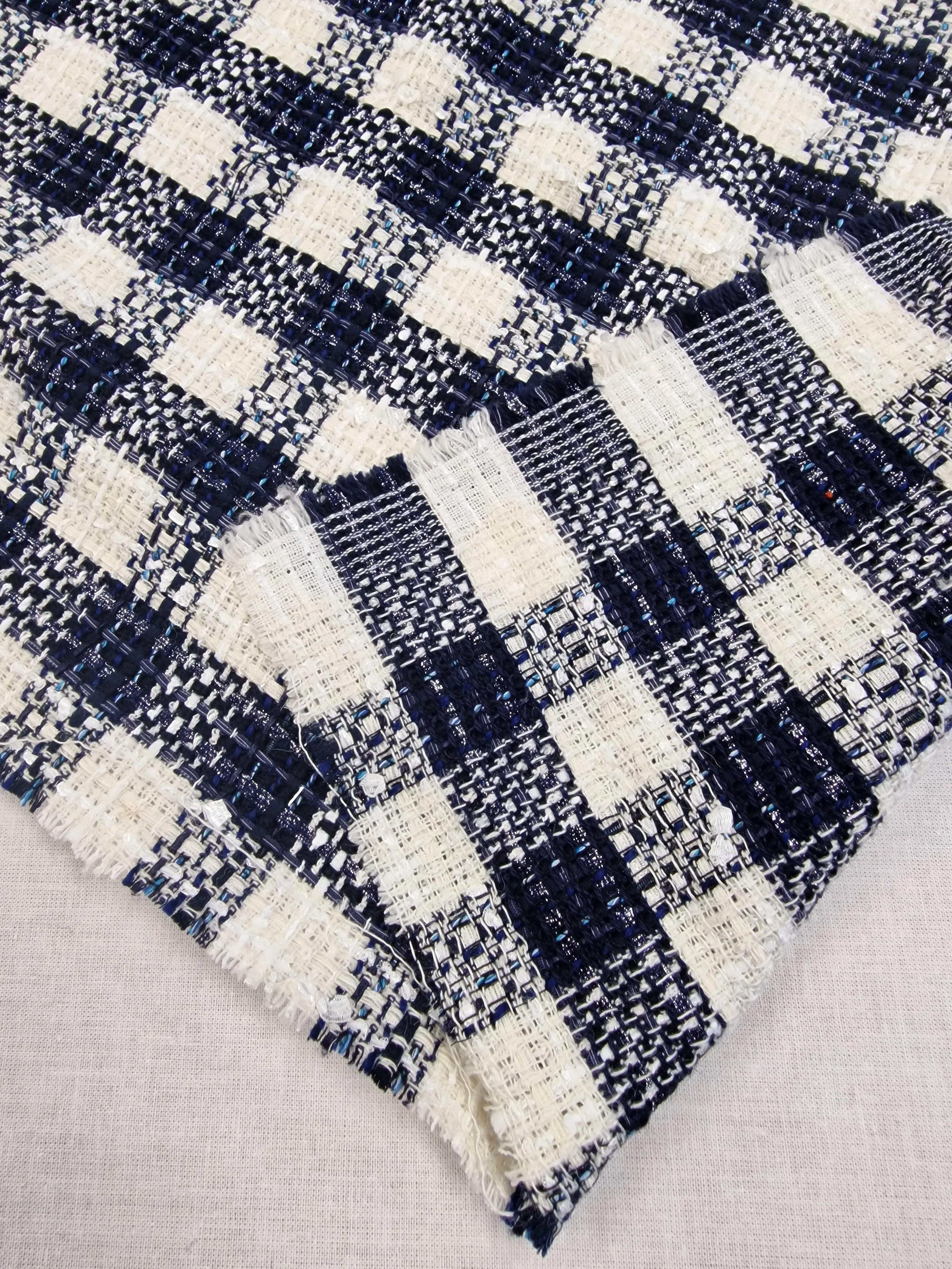 Blue Waters On White - Cotton Viscose