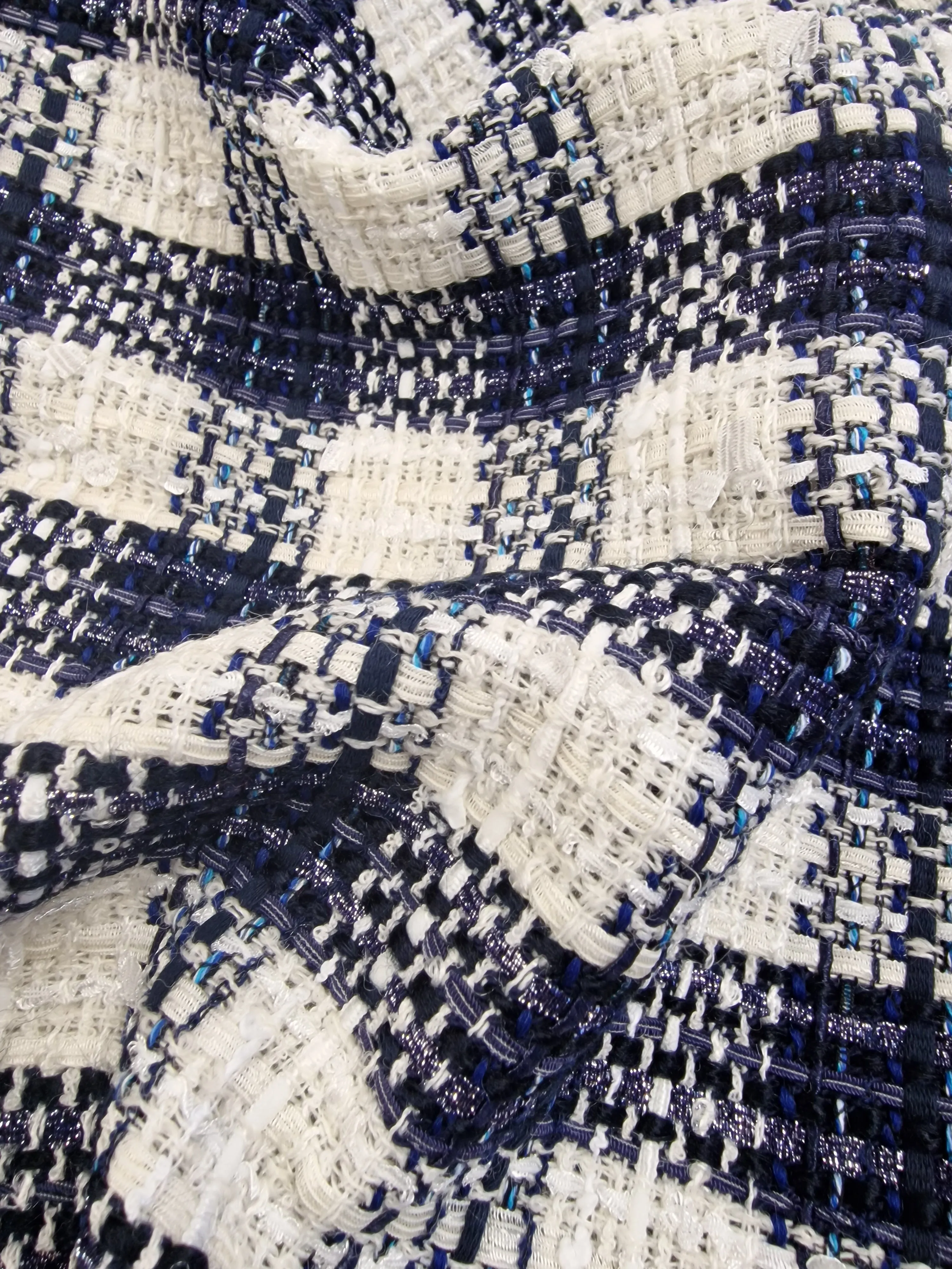 Blue Waters On White - Cotton Viscose
