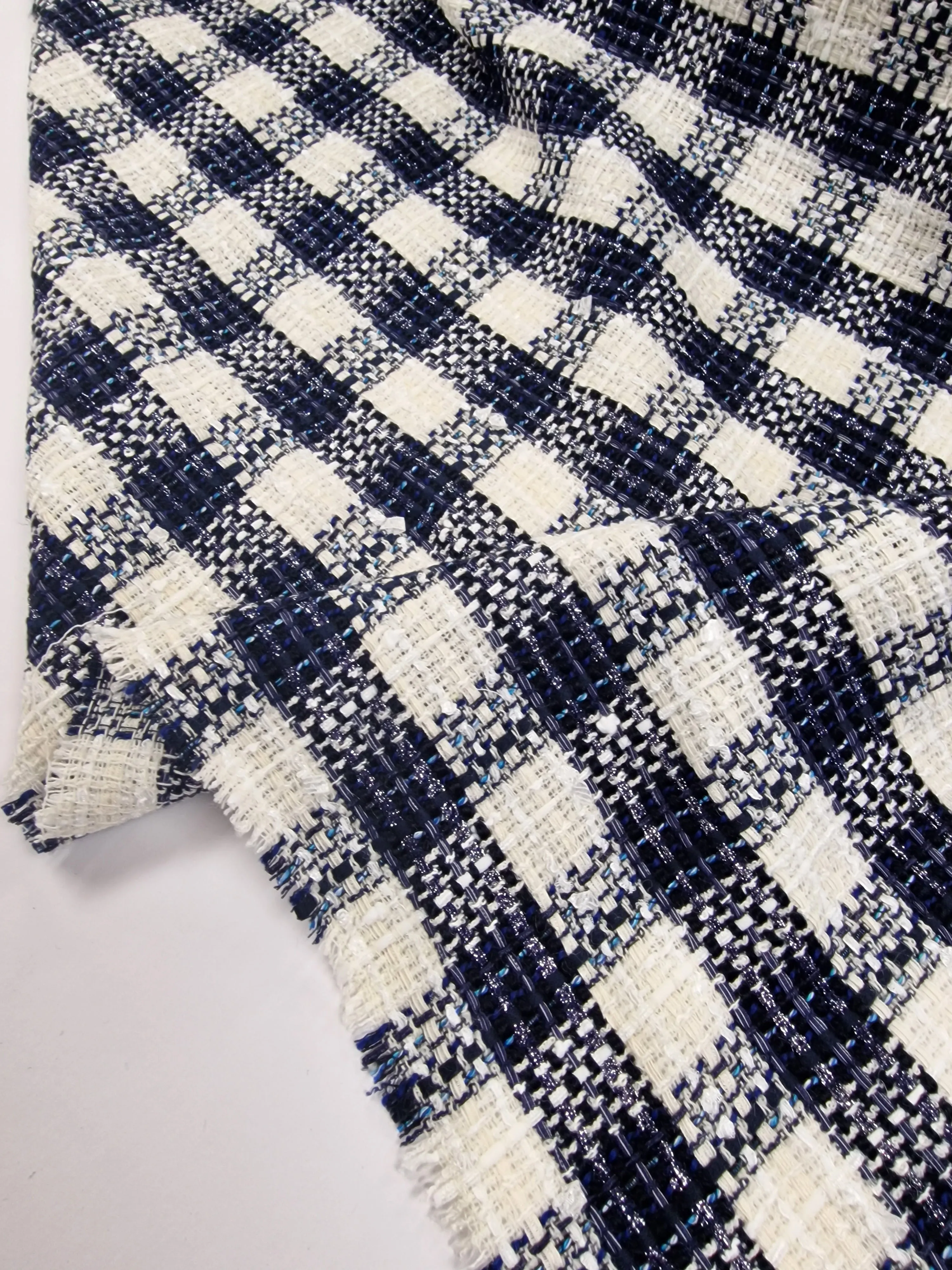 Blue Waters On White - Cotton Viscose