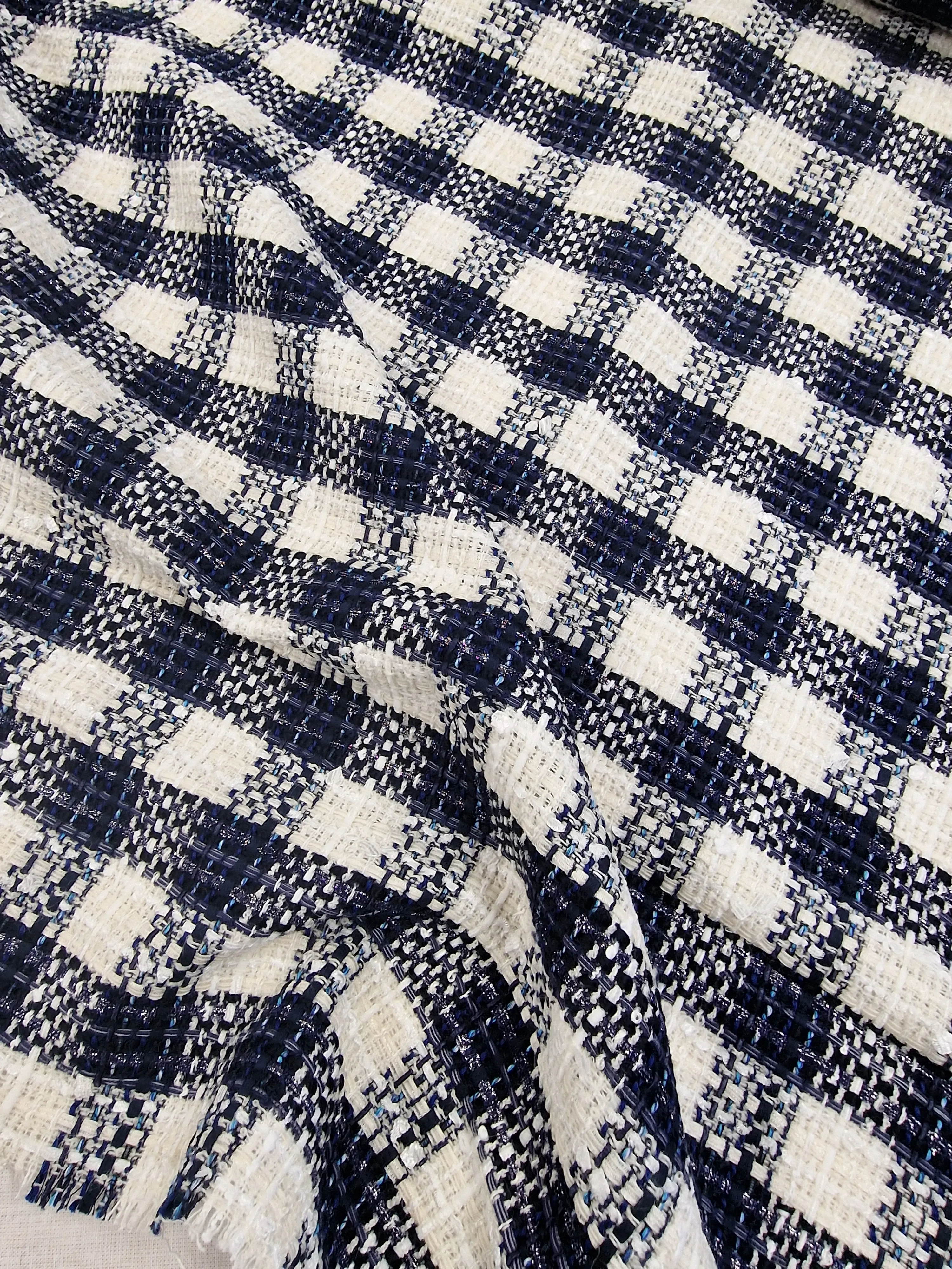 Blue Waters On White - Cotton Viscose