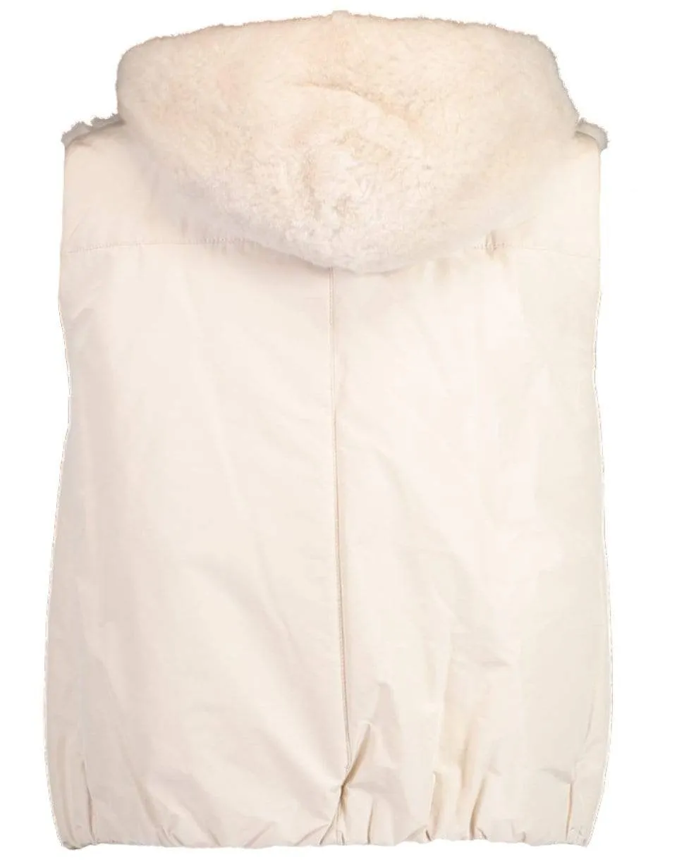 Cashmere and Fur Nylon Hooded Vest