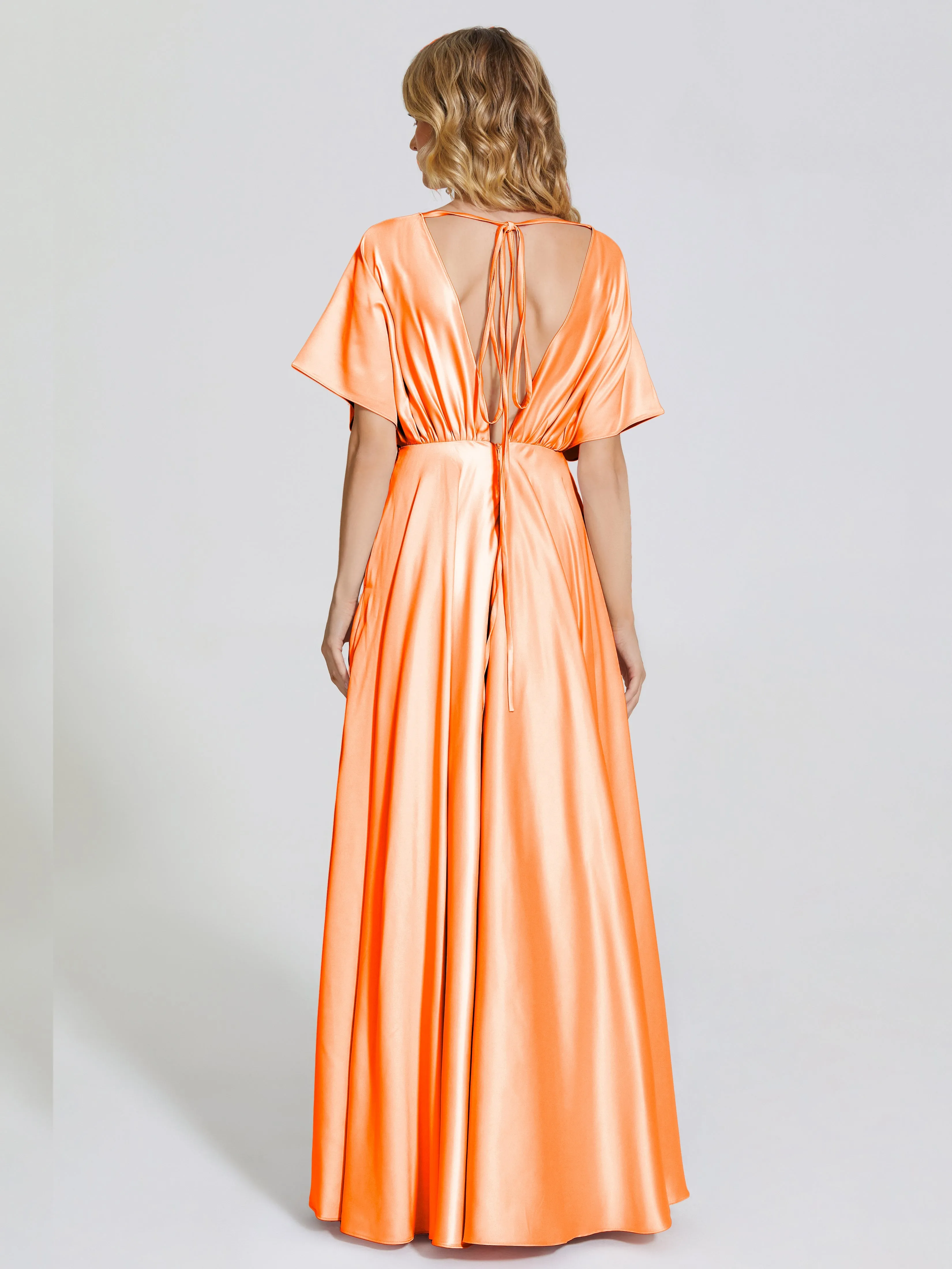 Georgia Modest Short Sleeves Soft Satin Bridesmaid Dresses