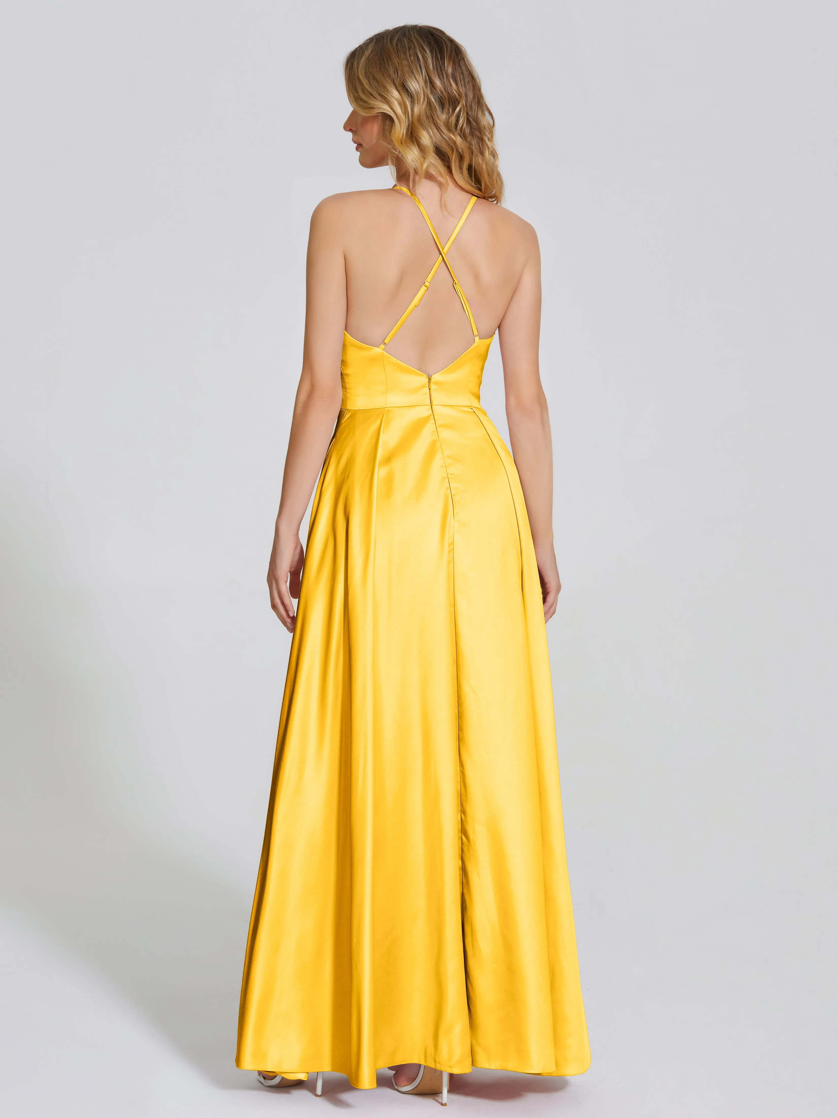 Halter Soft Satin Party Dresses