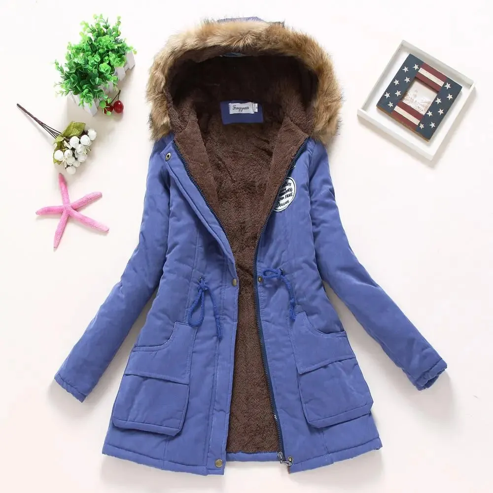 New winter coats, Women's cotton wadded hooded jacket.