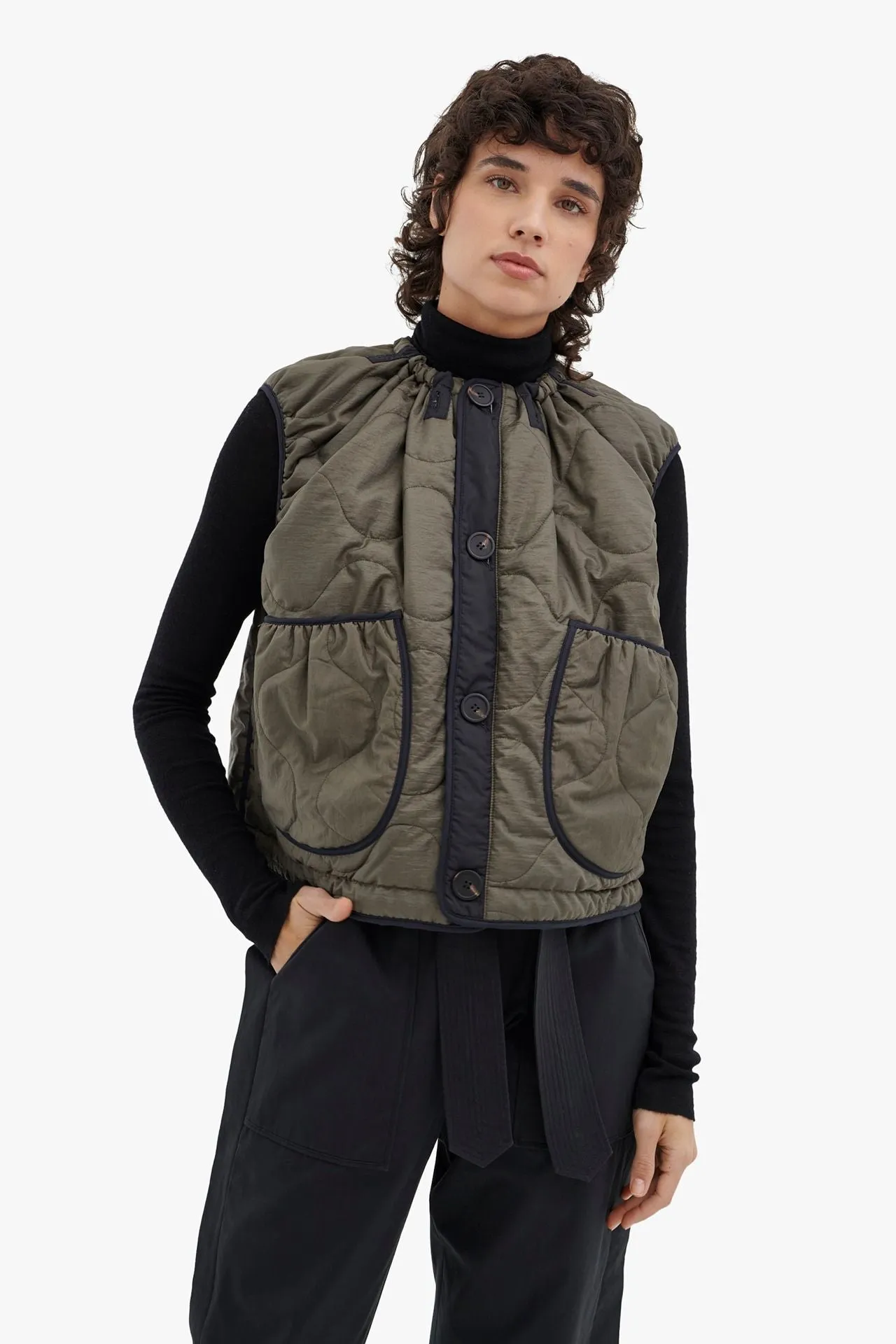 Parachute Quilt Vest - Granite / Dark Olive
