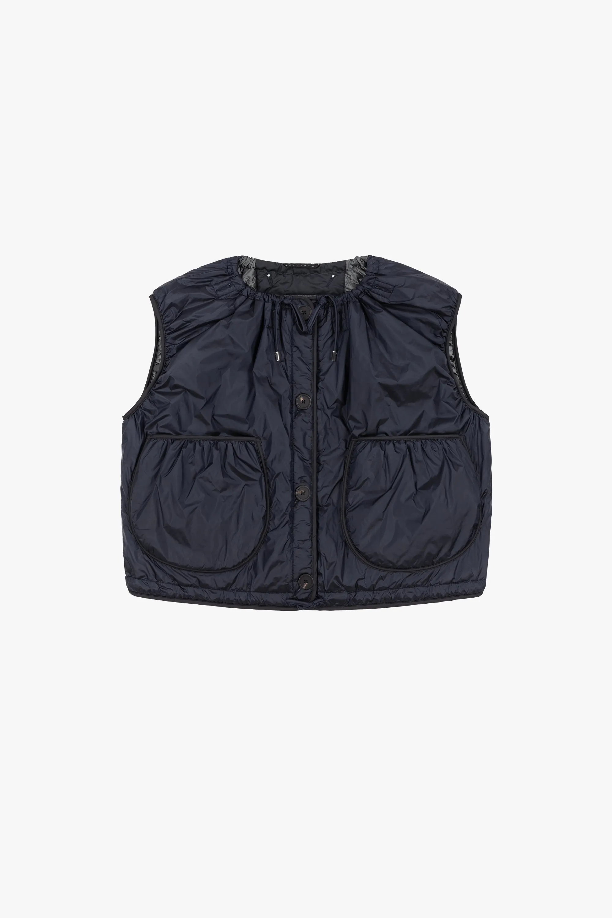 Parachute Quilt Vest - Navy and Dark Olive / Anthracite