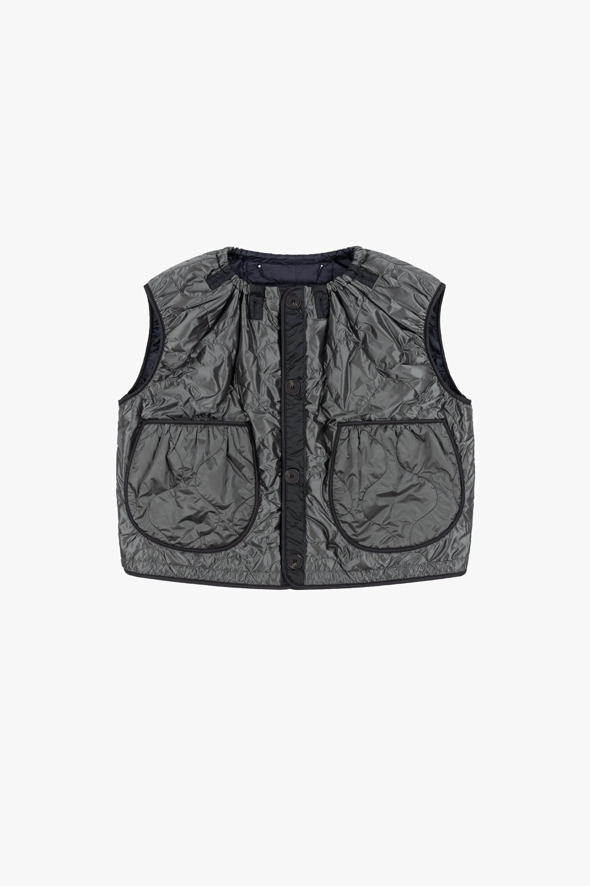 Parachute Quilt Vest - Navy and Dark Olive / Anthracite