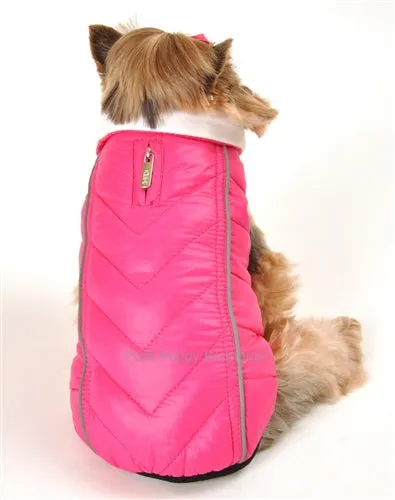 PINK/WHITE - FEATHERLITE REVERSIBLE REFLECTIVE PUFFER DOG VEST
