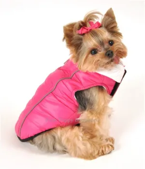 PINK/WHITE - FEATHERLITE REVERSIBLE REFLECTIVE PUFFER DOG VEST