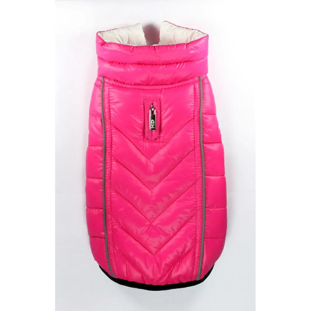 PINK/WHITE - FEATHERLITE REVERSIBLE REFLECTIVE PUFFER DOG VEST