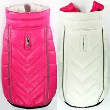 PINK/WHITE - FEATHERLITE REVERSIBLE REFLECTIVE PUFFER DOG VEST