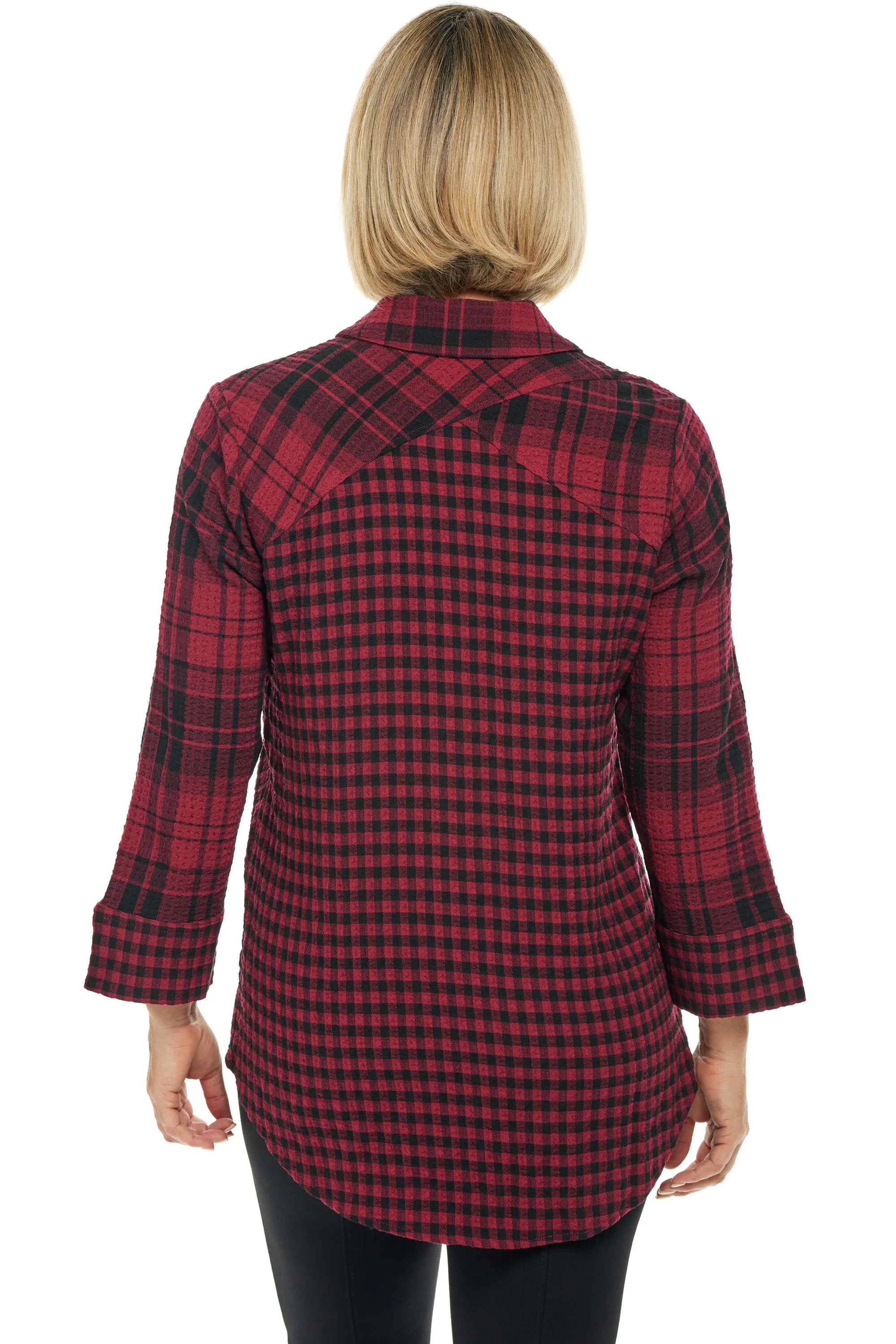 Soft Twill Plaid Mix Up Shaped Shirt