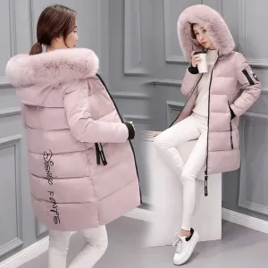 Winter Jacket Women Parka Big Fur Collar Hooded Thick Warm